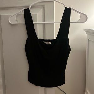 Black crop tank with cut outs